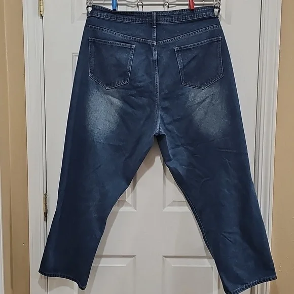 Women's Wide Leg Blue Jeans - Picture 9 of 12